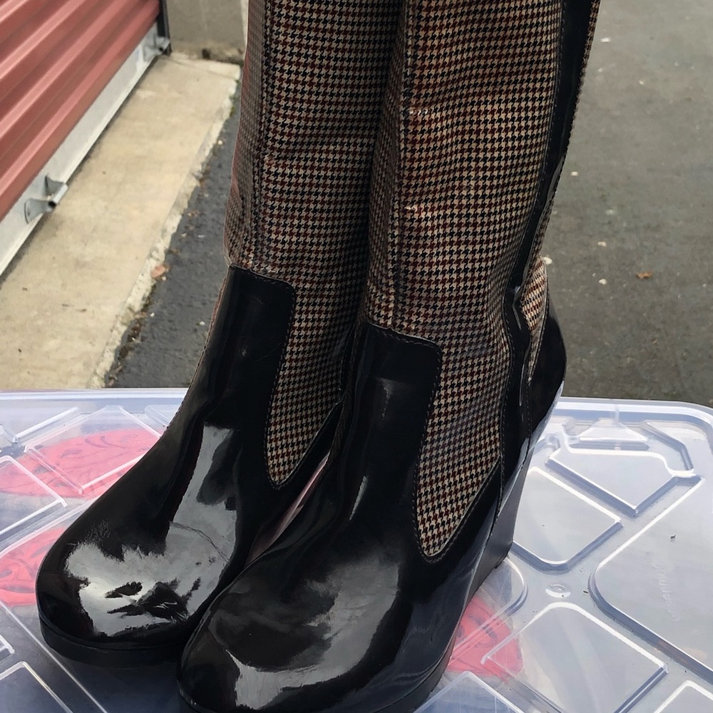 tommy hilfiger Zina TW28853 Women’s Black Brown Checker Boots Size 10M